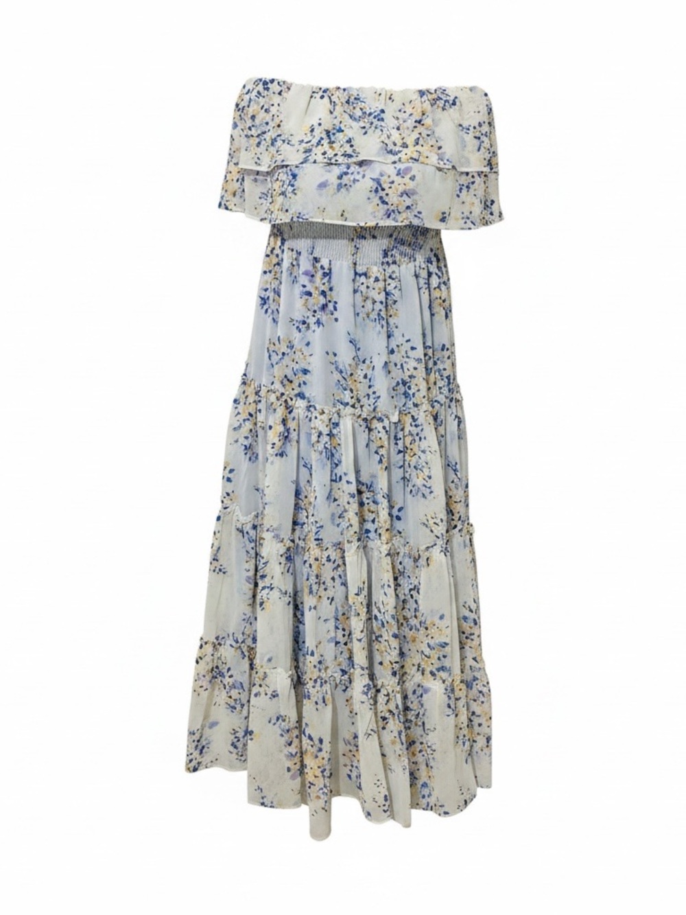 1. State Light Blue Floral Off Shoulder Maxi Dress - Picture 3 of 9
